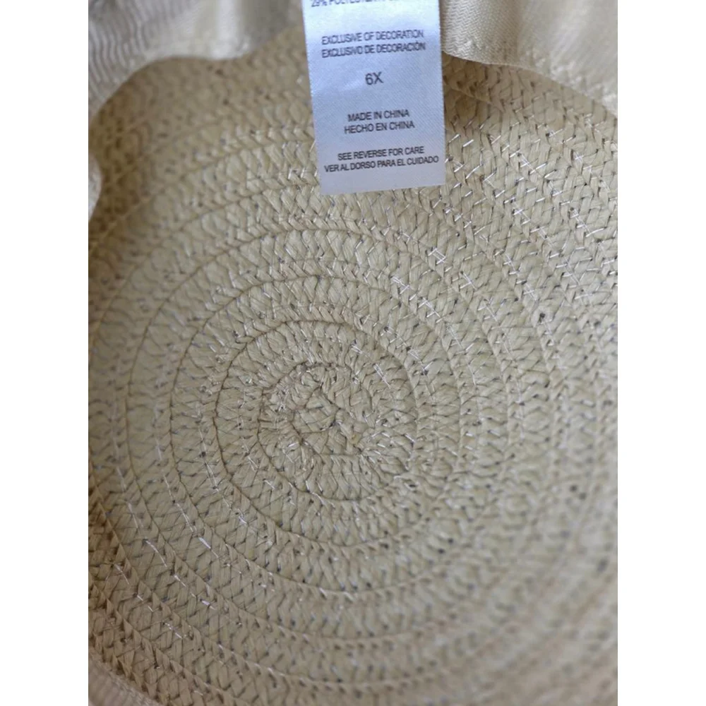 Girls Unbranded Straw Sun Hat with Pink Stripe Bow One Size